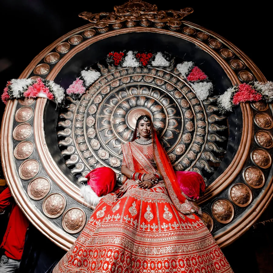 Wedding Shedding - Regal Bride Seated on Royal Mandala Throne