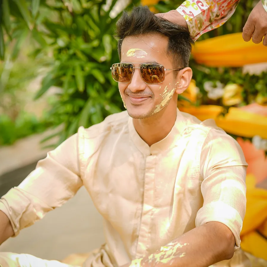 Wedding Shedding - Stylish Groom in Sunglasses at Haldi Ceremony