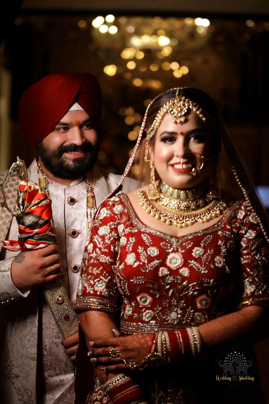 Royal Sikh Wedding Couple in fine-art portrait by Wedding Shedding